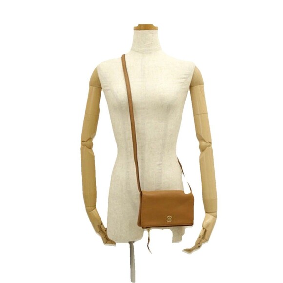 Tory Burch Robinson Small Foldover Brown Pebbled Leather Crossbody Bag Clutch - Picture 3 of 13